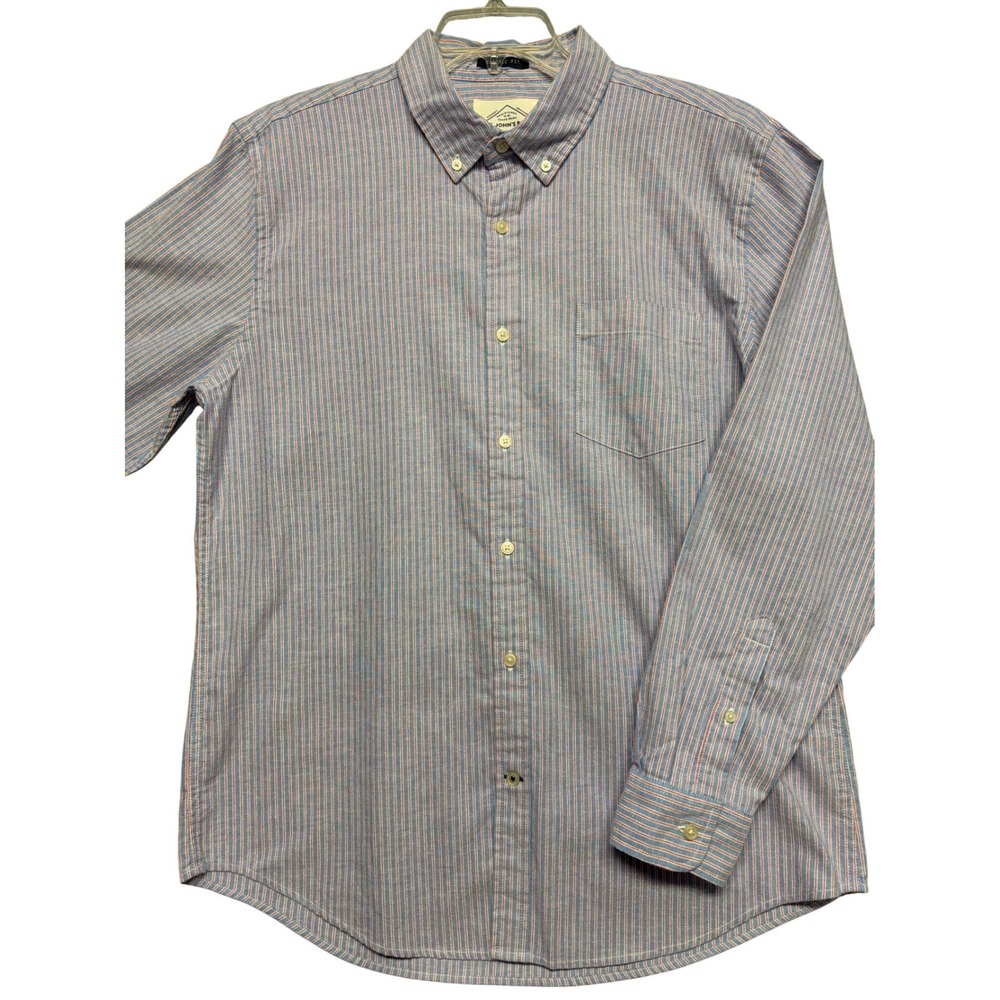 NWTSt Johns Bay Mens Legacy Oxford Shirt Palace Blue Framed Stripe Classic Fit L